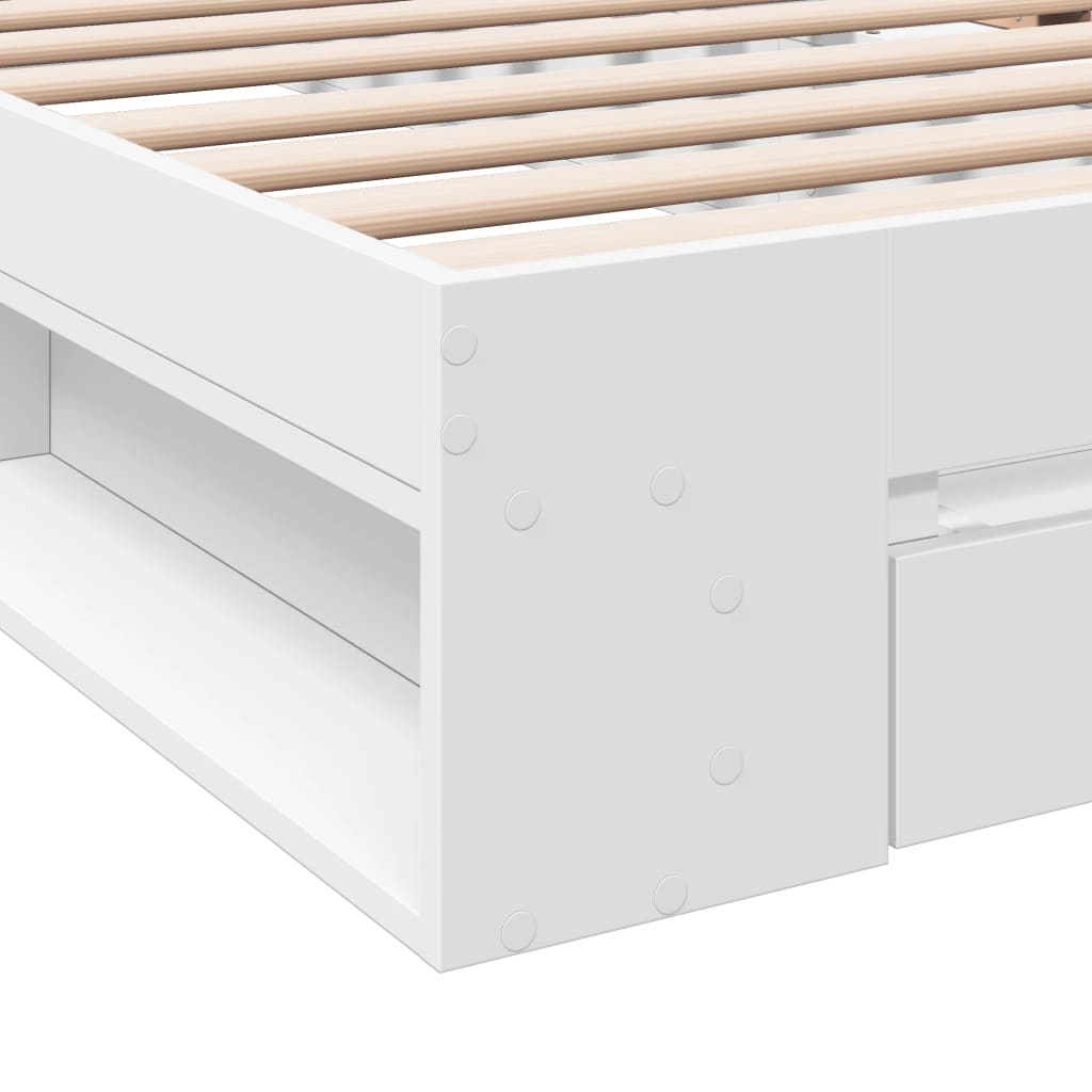 Bed Frame with Drawer without Mattress White 100x200 cm