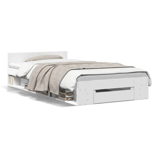 Bed Frame with Drawer without Mattress White 100x200 cm