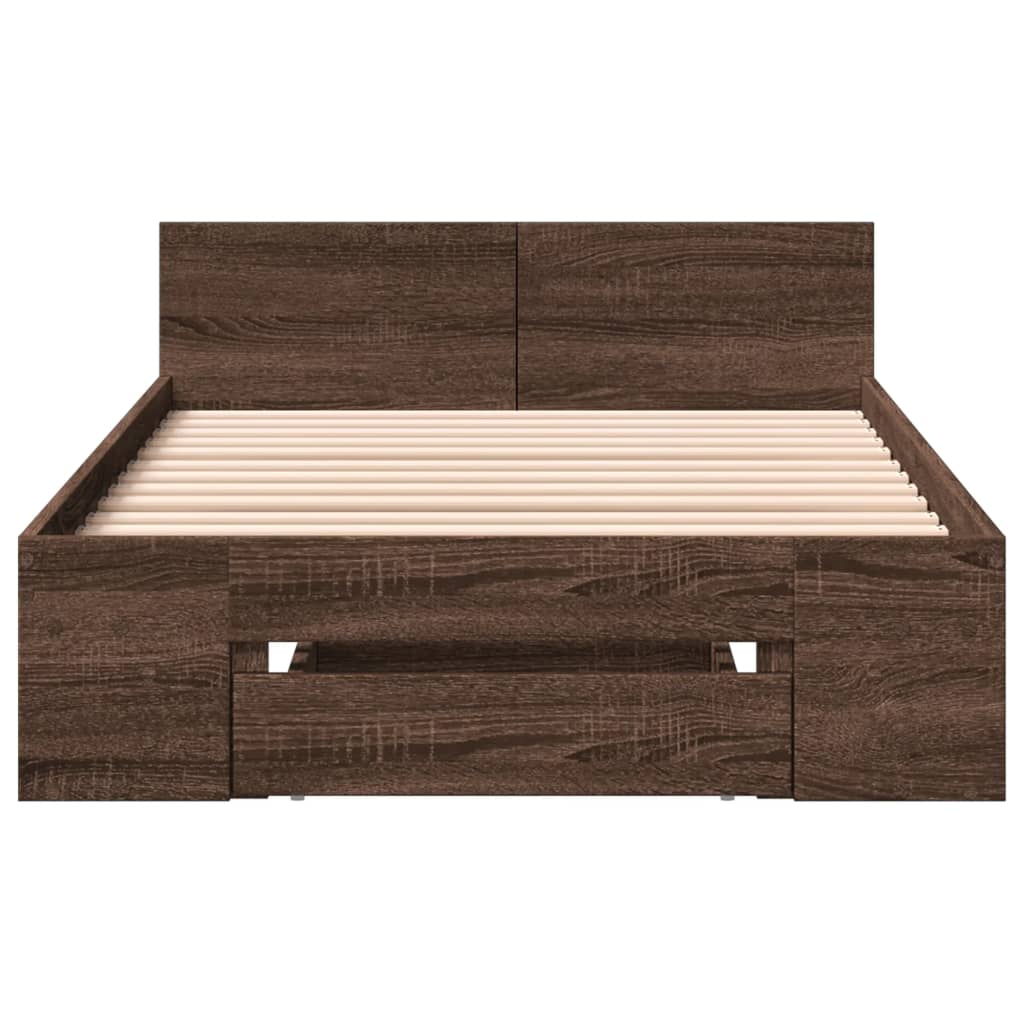 Bed Frame with Drawer without Mattress Brown Oak 100x200 cm