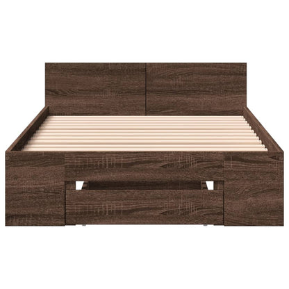 Bed Frame with Drawer without Mattress Brown Oak 100x200 cm