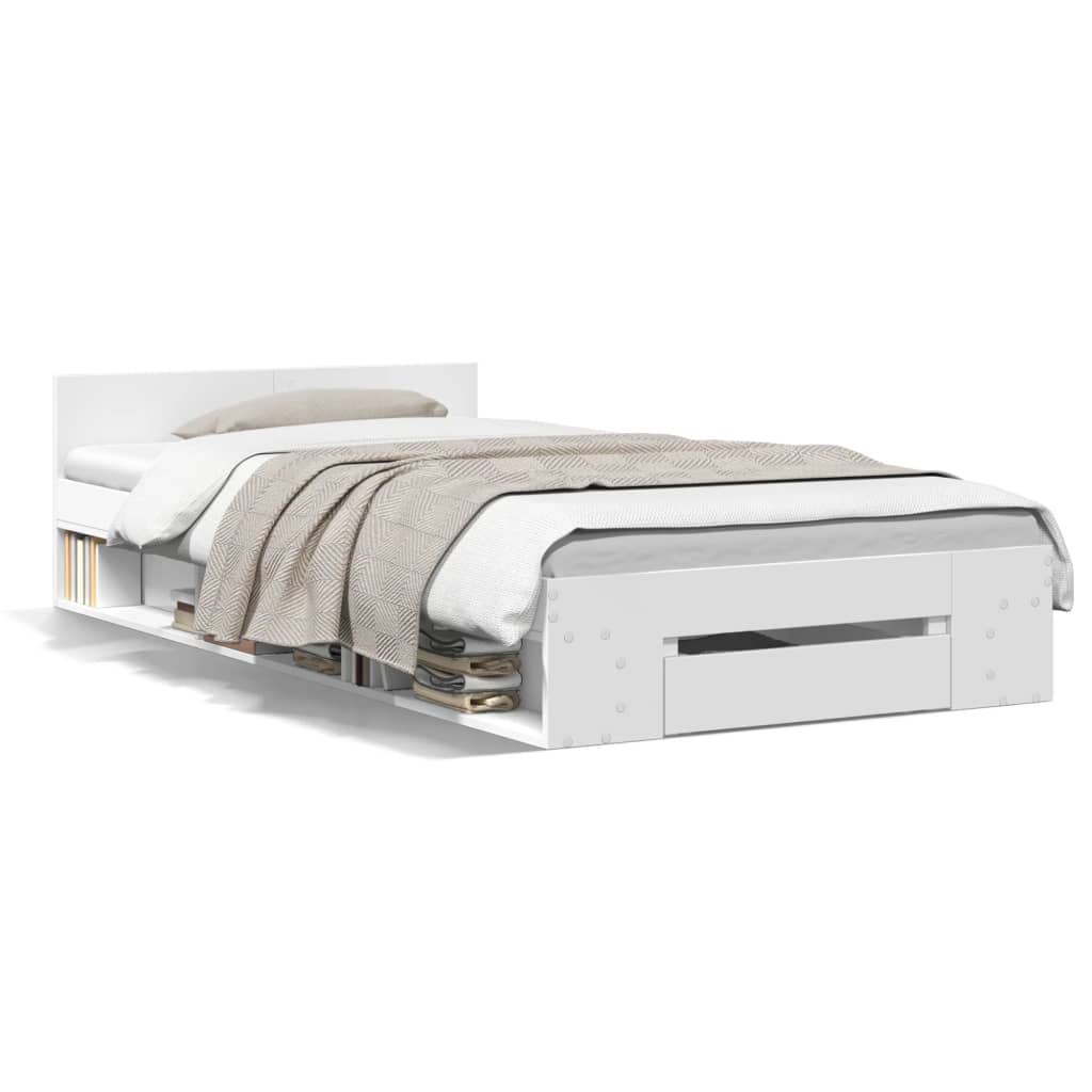 Bed Frame with Drawer without Mattress White 90x200 cm