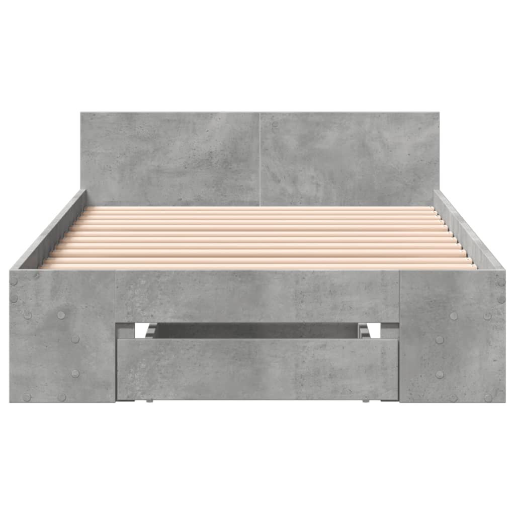 Bed Frame with Drawer without Mattress Concrete Grey 90x200 cm
