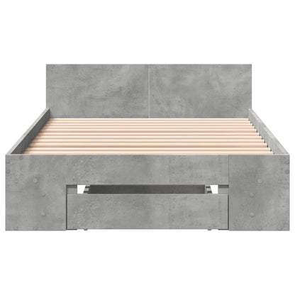 Bed Frame with Drawer without Mattress Concrete Grey 90x200 cm