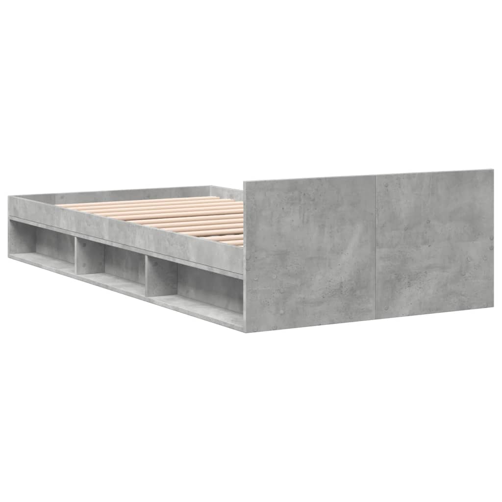 Bed Frame with Drawer without Mattress Concrete Grey 90x200 cm
