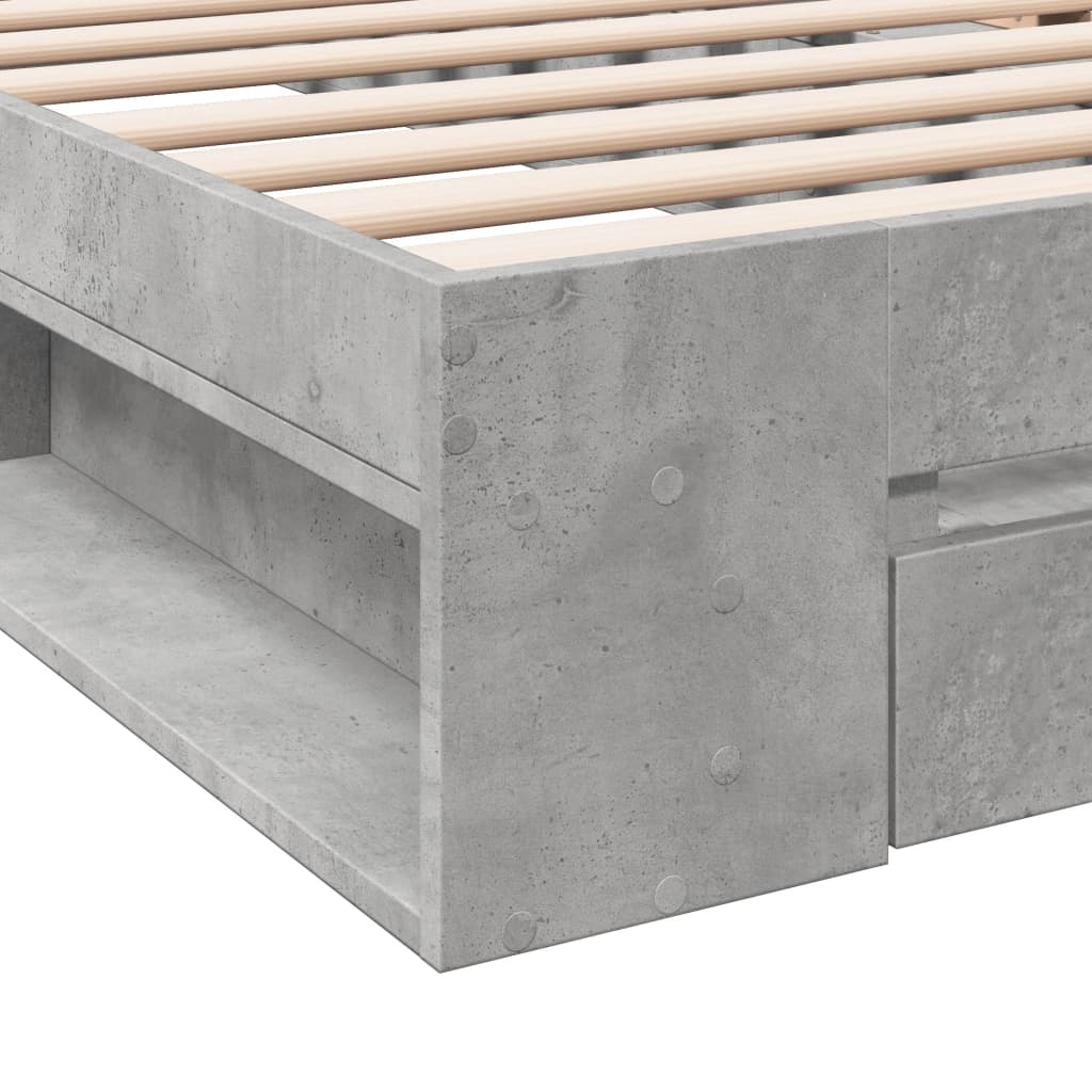 Bed Frame with Drawer without Mattress Concrete Grey 90x200 cm