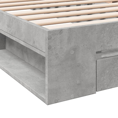 Bed Frame with Drawer without Mattress Concrete Grey 90x200 cm