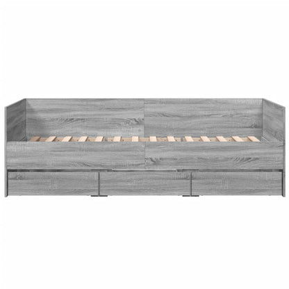 Daybed with Drawers without Mattress Grey Sonoma 100x200 cm