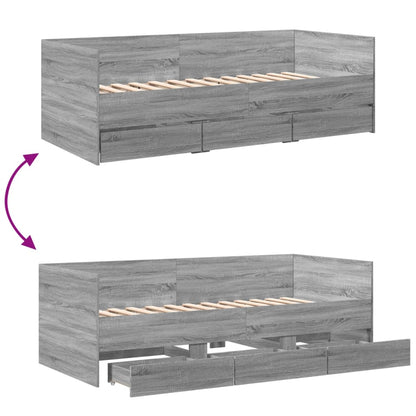 Daybed with Drawers without Mattress Grey Sonoma 100x200 cm