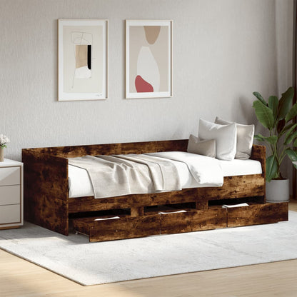 Daybed with Drawers without Mattress Smoked Oak 75x190 cm Small Single