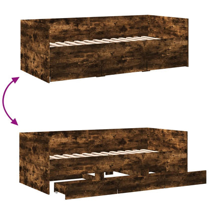Daybed with Drawers without Mattress Smoked Oak 75x190 cm Small Single