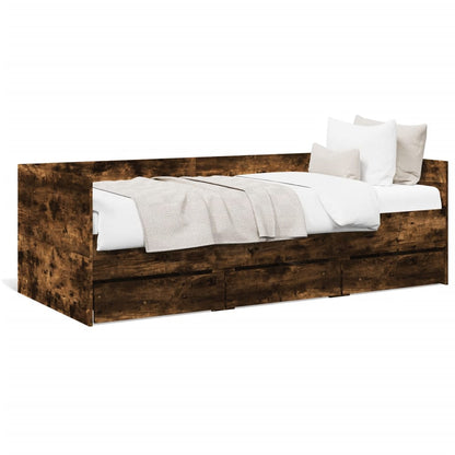 Daybed with Drawers without Mattress Smoked Oak 75x190 cm Small Single