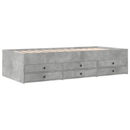 Daybed with Drawers without Mattress Concrete Grey 90x200 cm