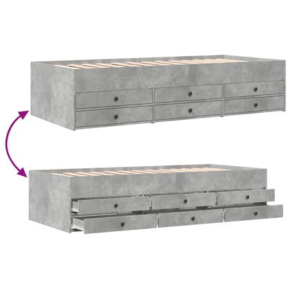 Daybed with Drawers without Mattress Concrete Grey 90x200 cm