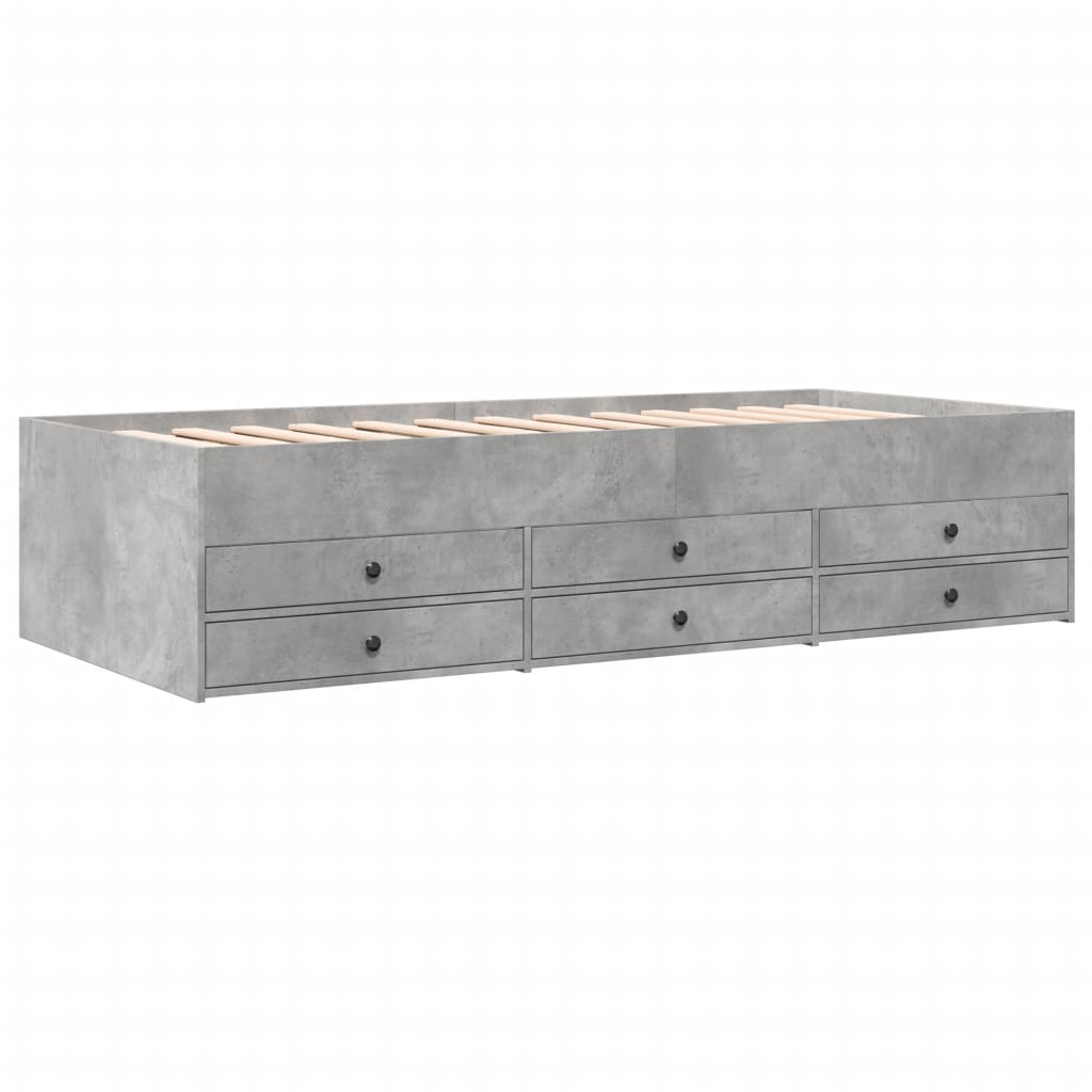 Daybed with Drawers without Mattress Concrete Grey 75x190 cm Small Single