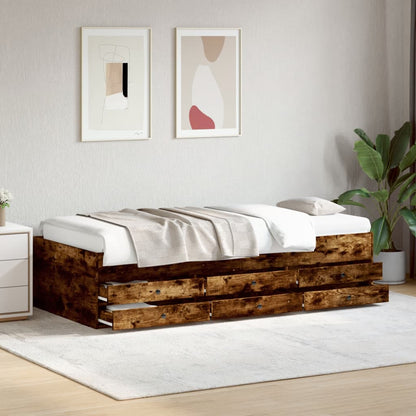 Daybed with Drawers without Mattress Smoked Oak 75x190 cm Small Single