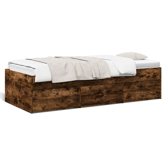 Daybed with Drawers without Mattress Smoked Oak 75x190 cm Small Single