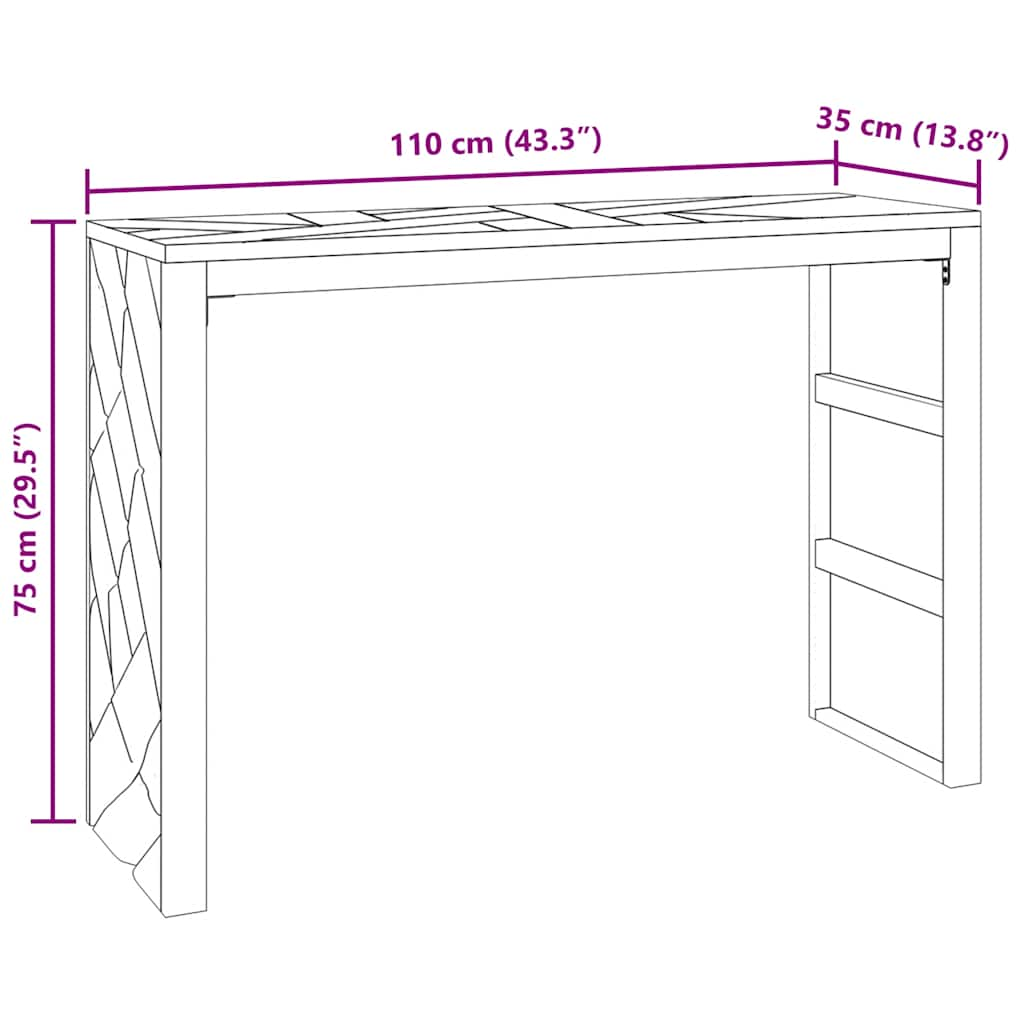 Console Table 110x35x75 cm Solid Wood Teak