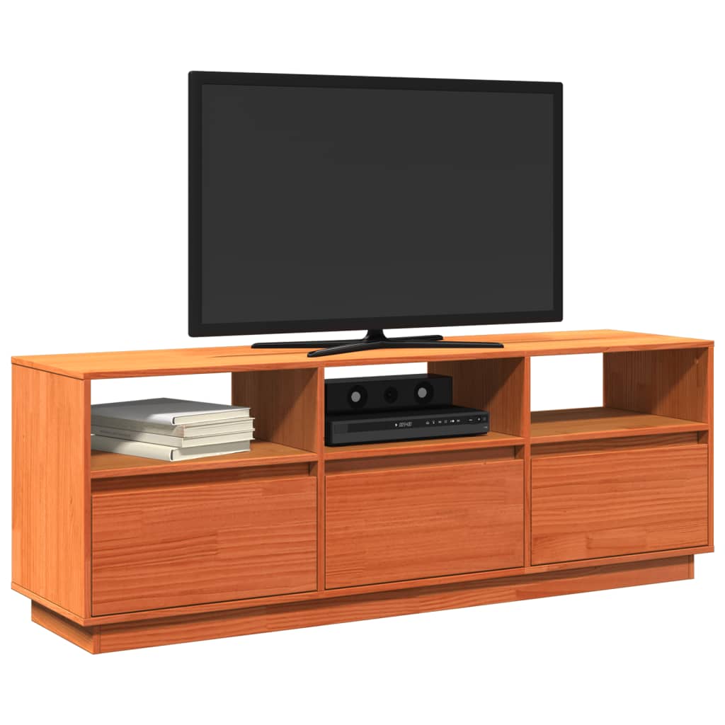 TV Cabinet Wax Brown 140x37x50 cm Solid Wood Pine