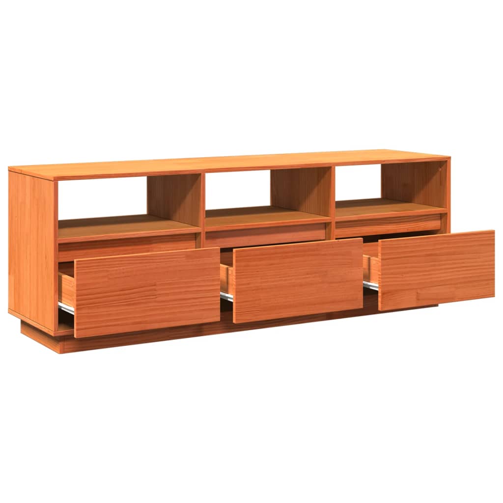 TV Cabinet Wax Brown 140x37x50 cm Solid Wood Pine