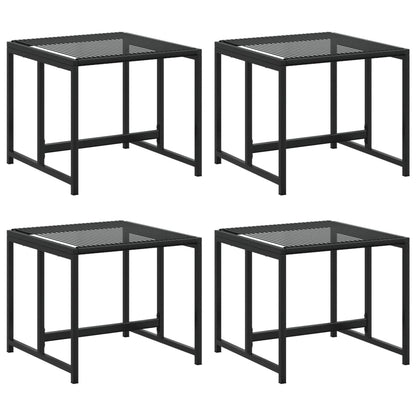 Garden Stools 4 pcs Black Poly Rattan