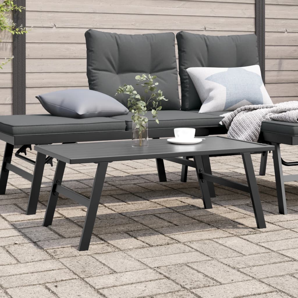 Garden Coffee Table Black 90x45x35 cm Powder-coated Steel