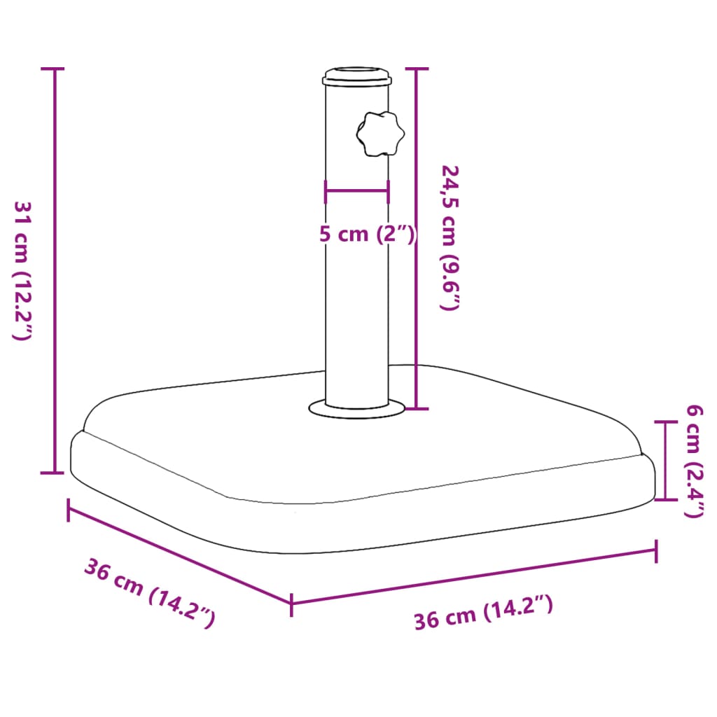 Parasol Base for Ø32/35/38 mm Poles 11 kg Square