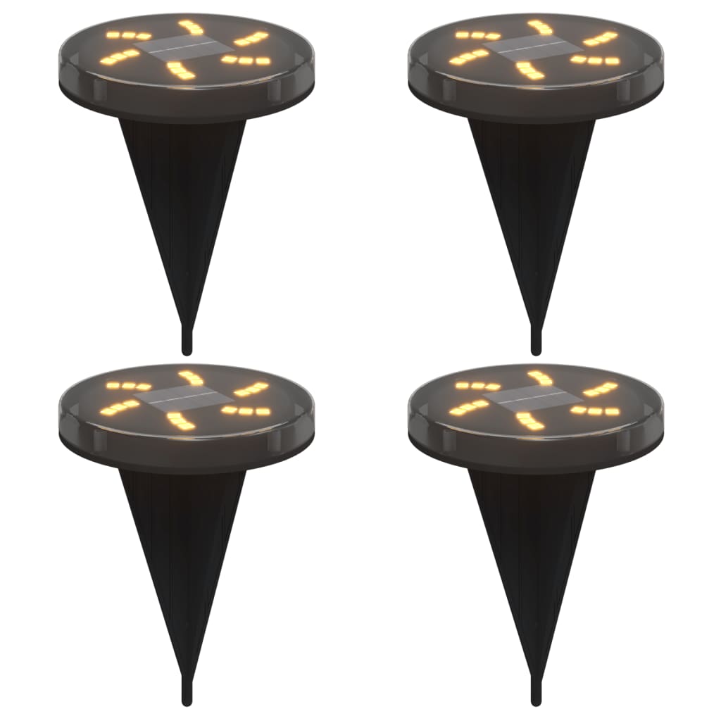 Solar Ground Lights with Ground Spikes Outdoor 4 pcs Warm White