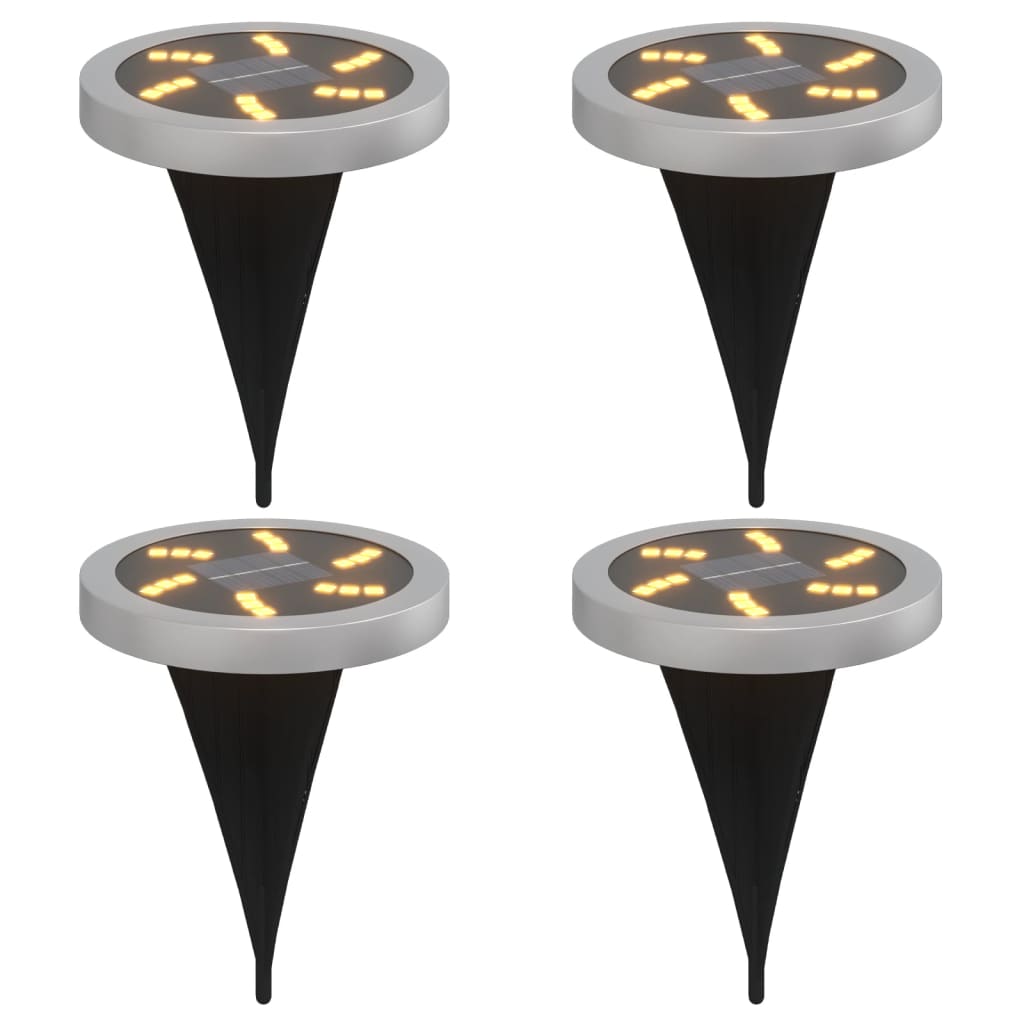 Solar Ground Lights with Ground Spikes Outdoor 4 pcs Warm White