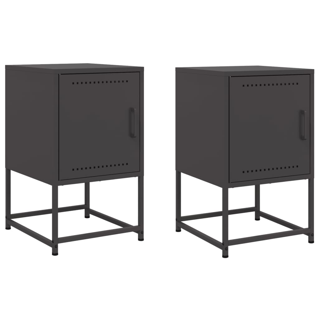 Bedside Cabinets 2 pcs Black 36x39x60.5 cm Steel