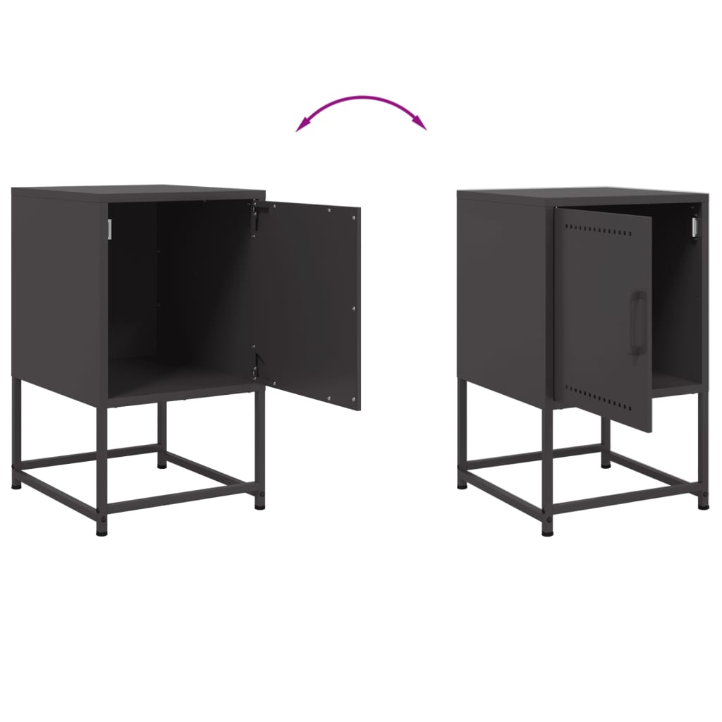 Bedside Cabinets 2 pcs Black 36x39x60.5 cm Steel