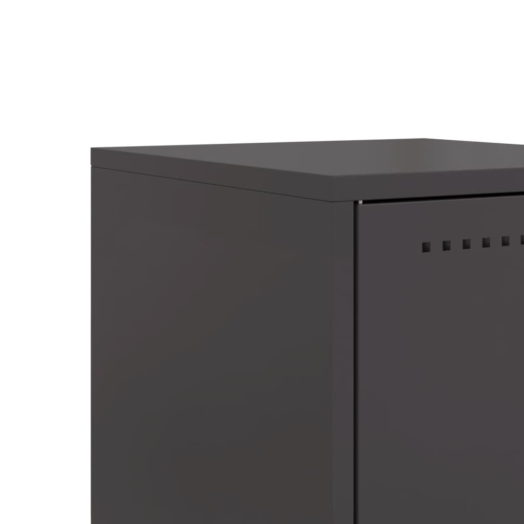 Bedside Cabinets 2 pcs Black 36x39x60.5 cm Steel