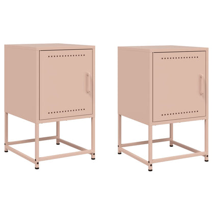 Bedside Cabinets 2 pcs Pink 36x39x60.5 cm Steel