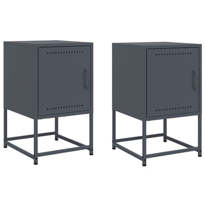 Bedside Cabinets 2 pcs Anthracite 36x39x60.5 cm Steel