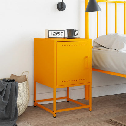 Bedside Cabinet Mustard Yellow 36x39x60.5 cm Steel