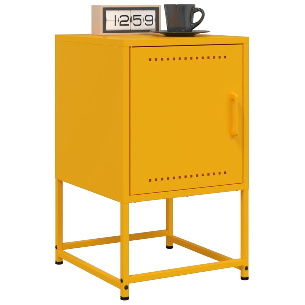 Bedside Cabinet Mustard Yellow 36x39x60.5 cm Steel