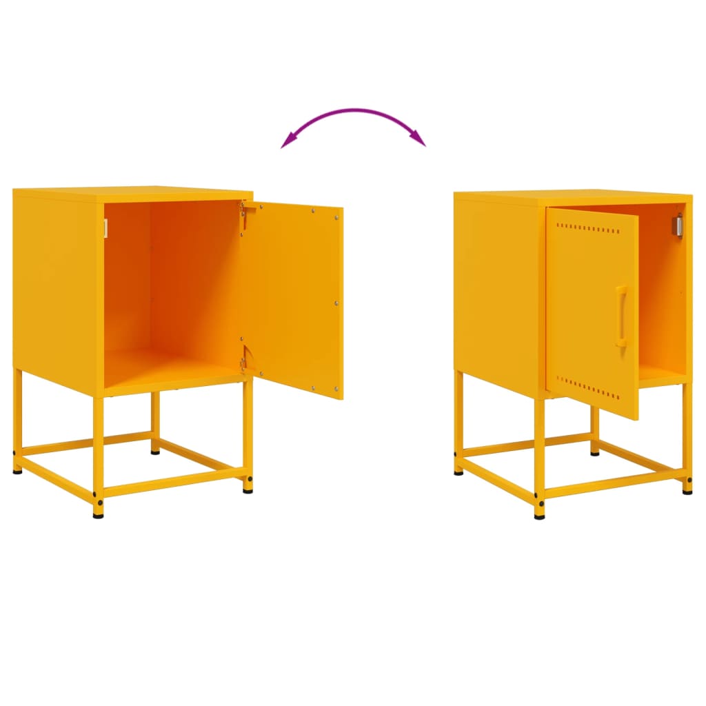 Bedside Cabinet Mustard Yellow 36x39x60.5 cm Steel