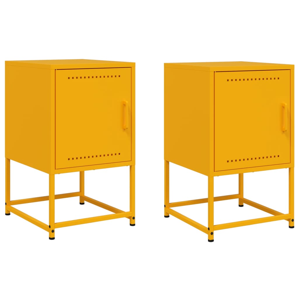 Bedside Cabinets 2 pcs Mustard Yellow 36x39x60.5 cm Steel