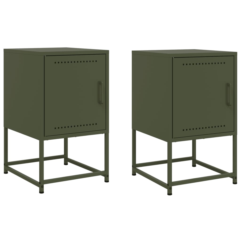 Bedside Cabinets 2 pcs Olive Green 36x39x60.5 cm Steel