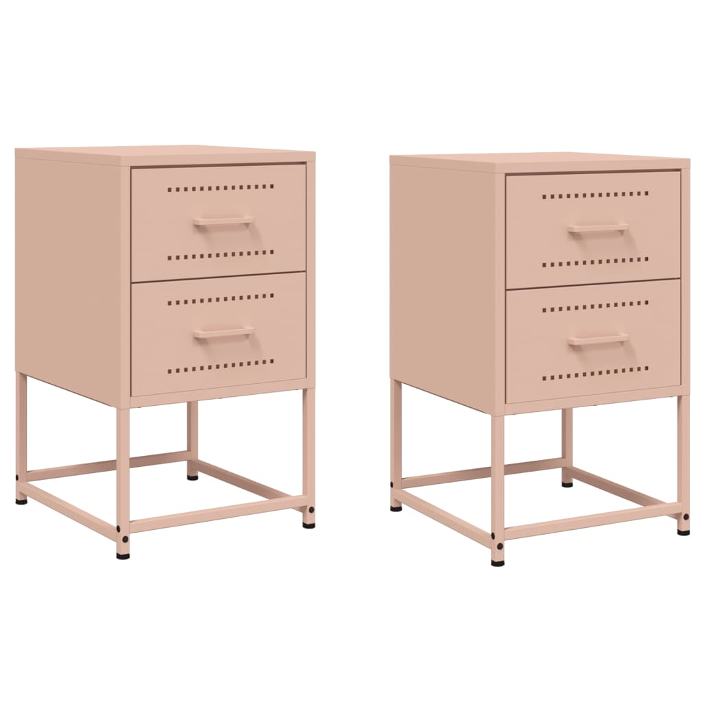 Bedside Cabinets 2 pcs Pink 36x39x60.5 cm Steel