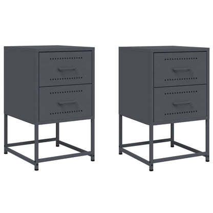 Bedside Cabinets 2 pcs Anthracite 36x39x60.5 cm Steel