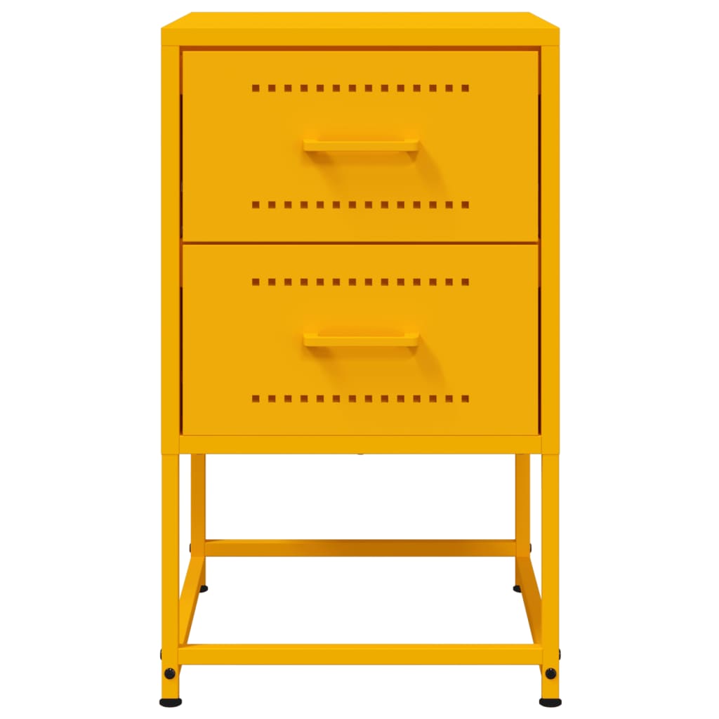 Bedside Cabinet Mustard Yellow 36x39x60.5 cm Steel