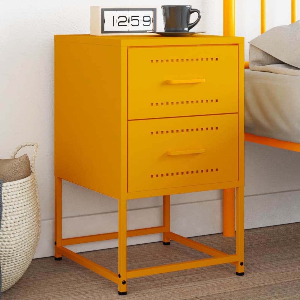 Bedside Cabinet Mustard Yellow 36x39x60.5 cm Steel