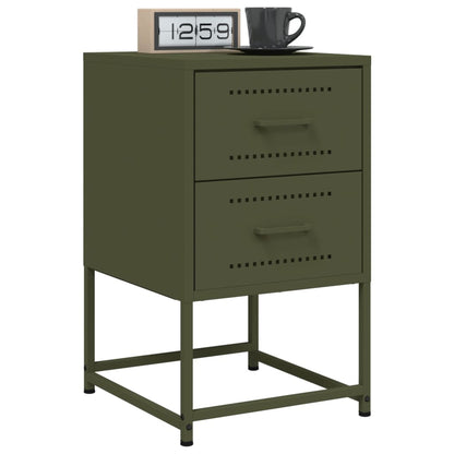 Bedside Cabinets 2 pcs Olive Green 36x39x60.5 cm Steel