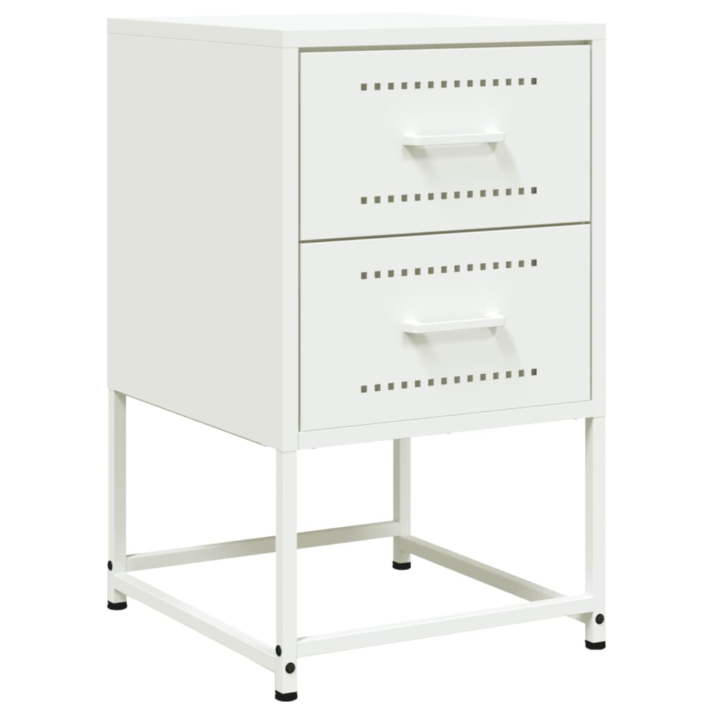 Bedside Cabinet White 36x39x60.5 cm Steel