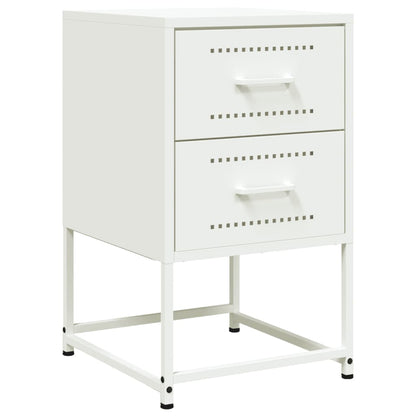 Bedside Cabinet White 36x39x60.5 cm Steel