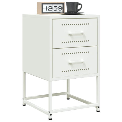 Bedside Cabinet White 36x39x60.5 cm Steel