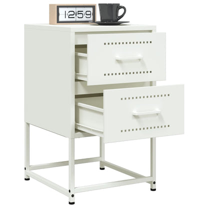 Bedside Cabinet White 36x39x60.5 cm Steel