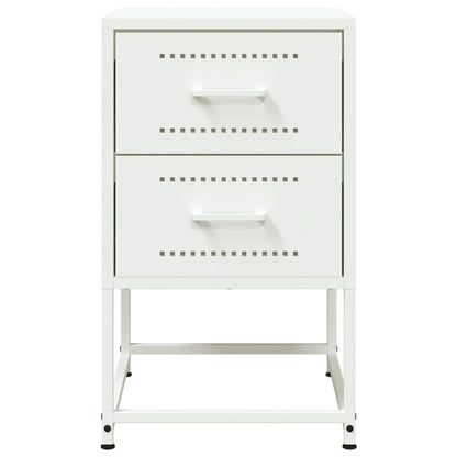 Bedside Cabinet White 36x39x60.5 cm Steel