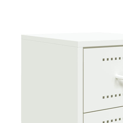 Bedside Cabinet White 36x39x60.5 cm Steel