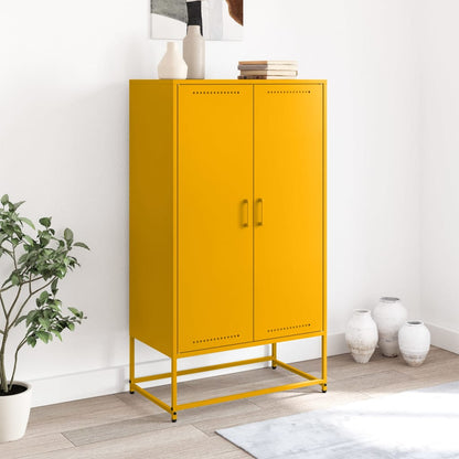 Highboard Mustard Yellow 68.5x38.5x123.5 cm Steel